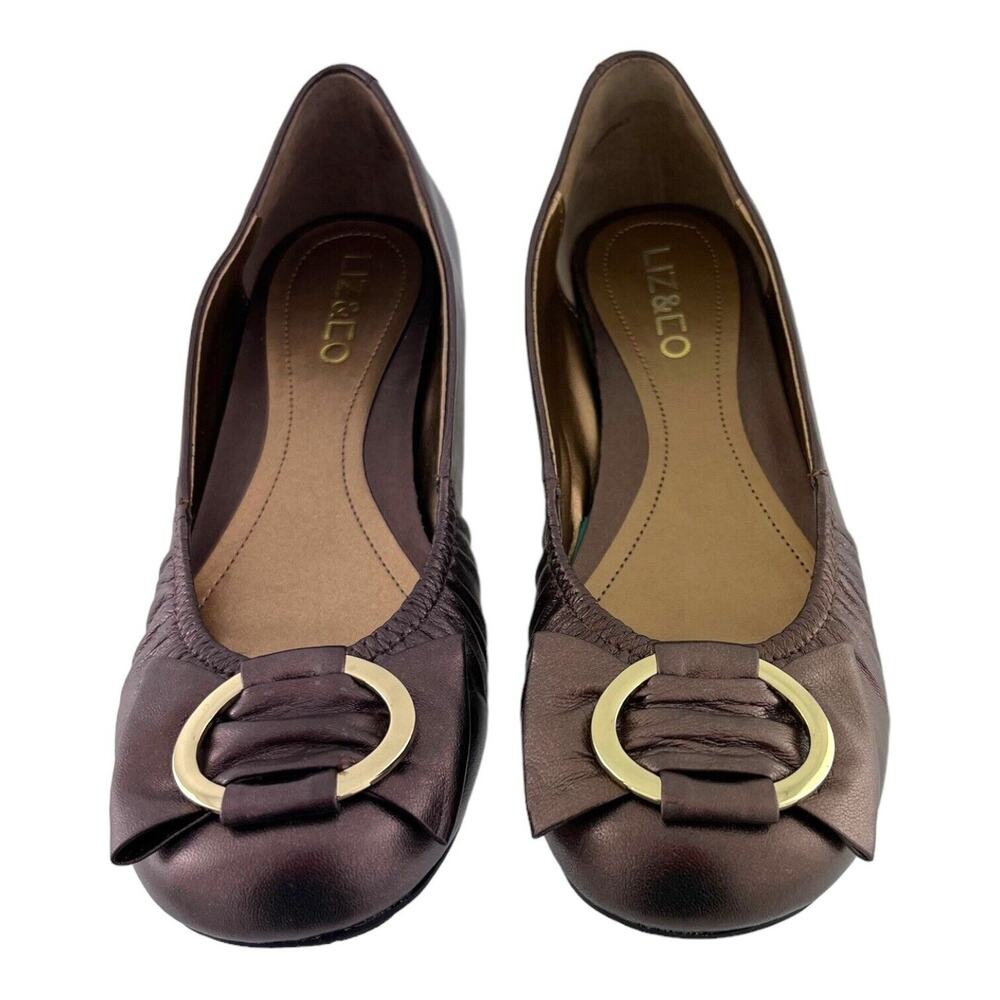 Liz & Co. Womens "Krissi" Sz 7.5 M Bronze Slip On Ballet Flats Pre-owned